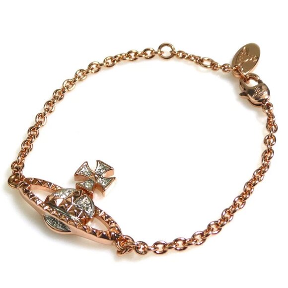 Vivienne Westwood Jewelry - Auth Vivienne Westwood Bracelet Pink Gold Metal/Rhinestone